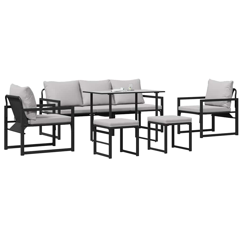 Garden Sofa Set 6 pcs Black Steel