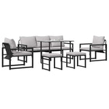 Garden Sofa Set 6 pcs Black Steel