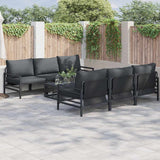 Garden Sofa Set with Cushion 7 pcs Black Steel