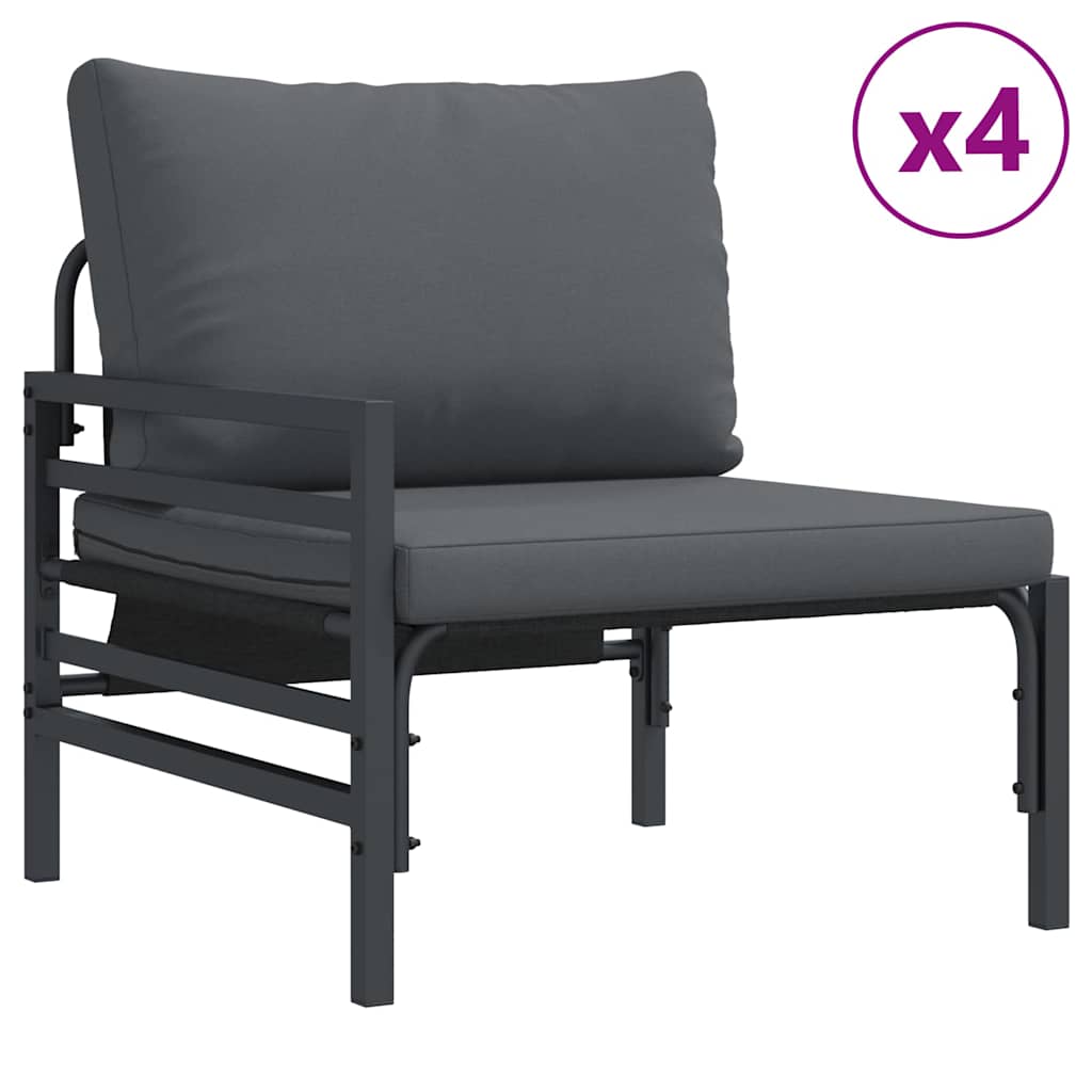 Garden Sofa Set with Cushion 7 pcs Anthracite Steel & Fabric