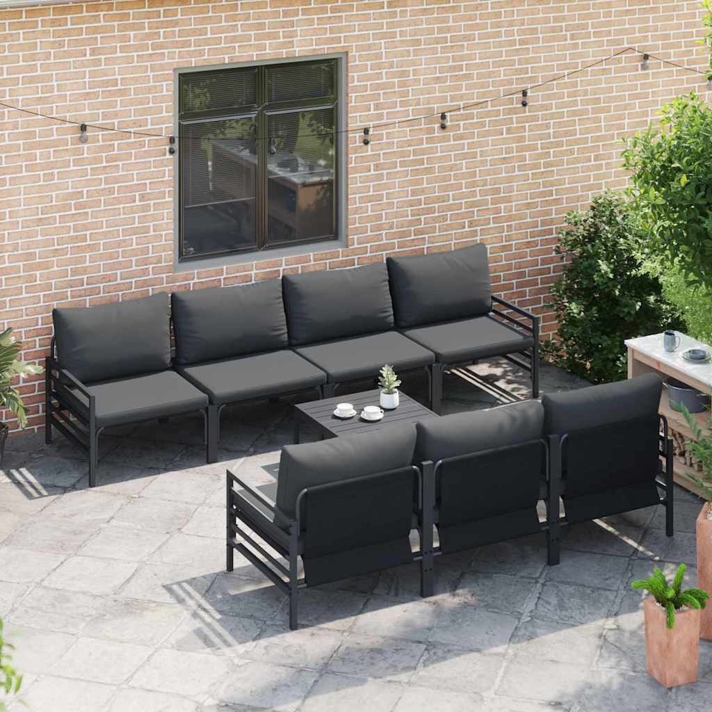 Garden Sofa Set with Cushion 8 pcs Anthracite Steel & Fabric