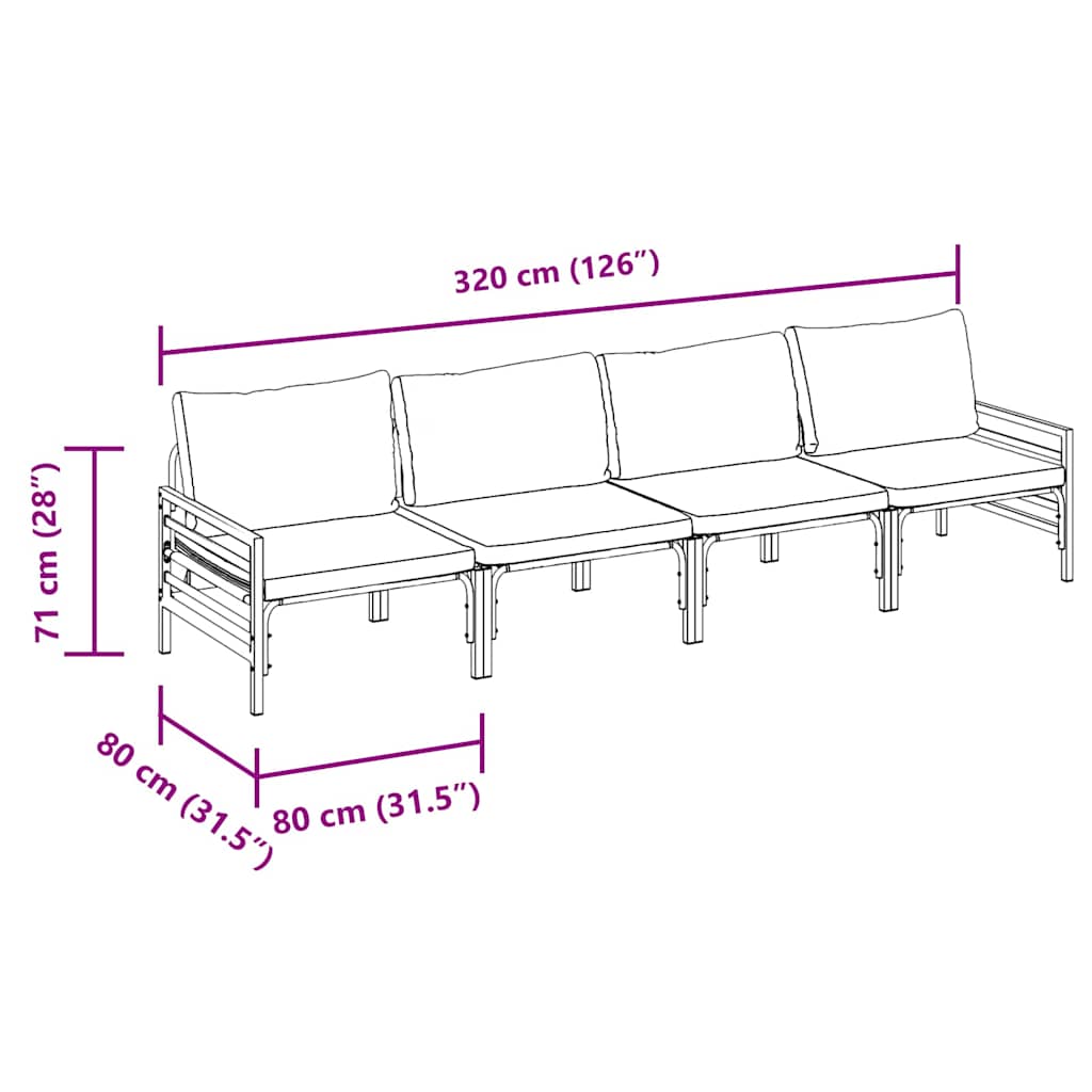 Garden Sofa Set 4 pcs Anthracite Steel