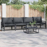 Garden Sofa Set with Cushion 5 pcs Black Steel
