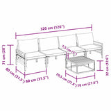 Garden Sofa Set with Cushion 5 pcs Black Steel