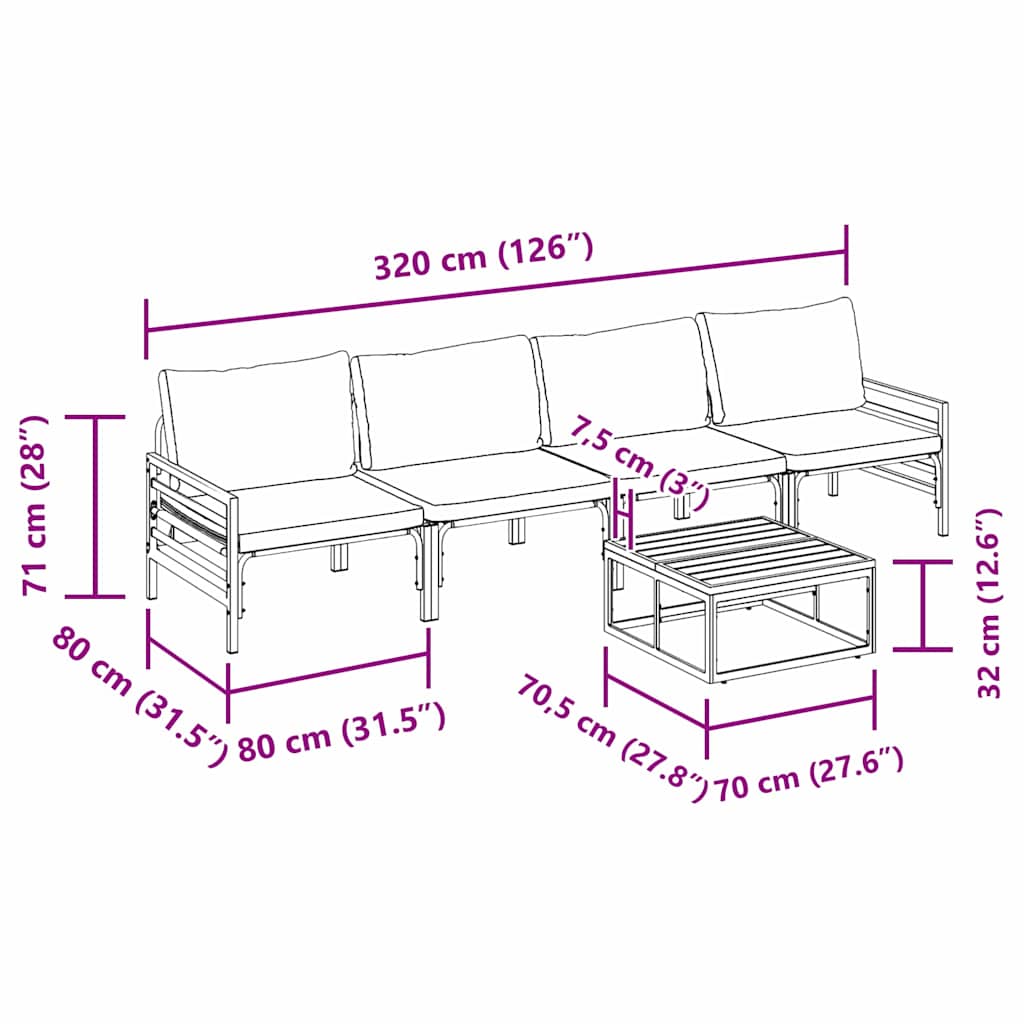 Garden Sofa Set 5 pcs Anthracite Steel