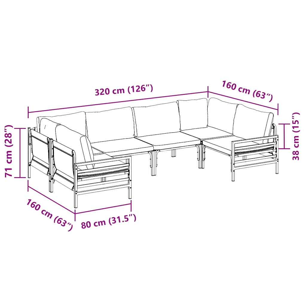 Garden Sofa Set 6 pcs Anthracite Steel