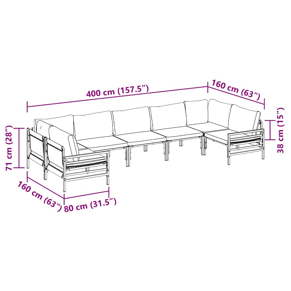 Garden Sofa Set 7 pcs Anthracite Steel