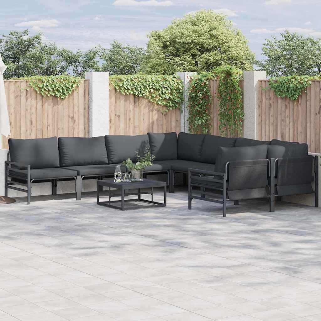 Garden Sofa Set with Cushion 8 pcs Anthracite Steel