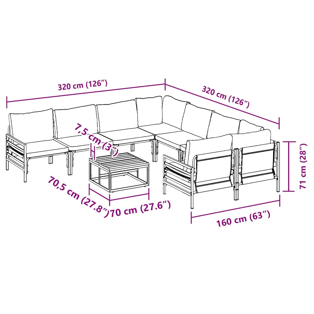 Garden Sofa Set 9 pcs Anthracite Steel