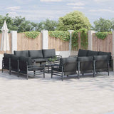 Garden Sofa Set with Cushion 12 pcs Black Steel