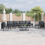 Garden Sofa Set with Cushion 6 pcs Black Steel