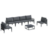Garden Sofa Set with Cushion 7 pcs Black Steel