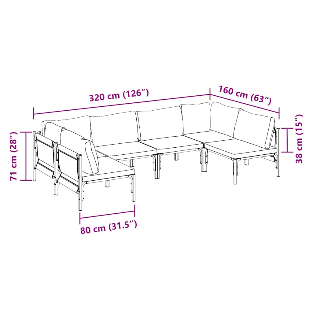 Garden Sofa Set 6 pcs Anthracite Steel