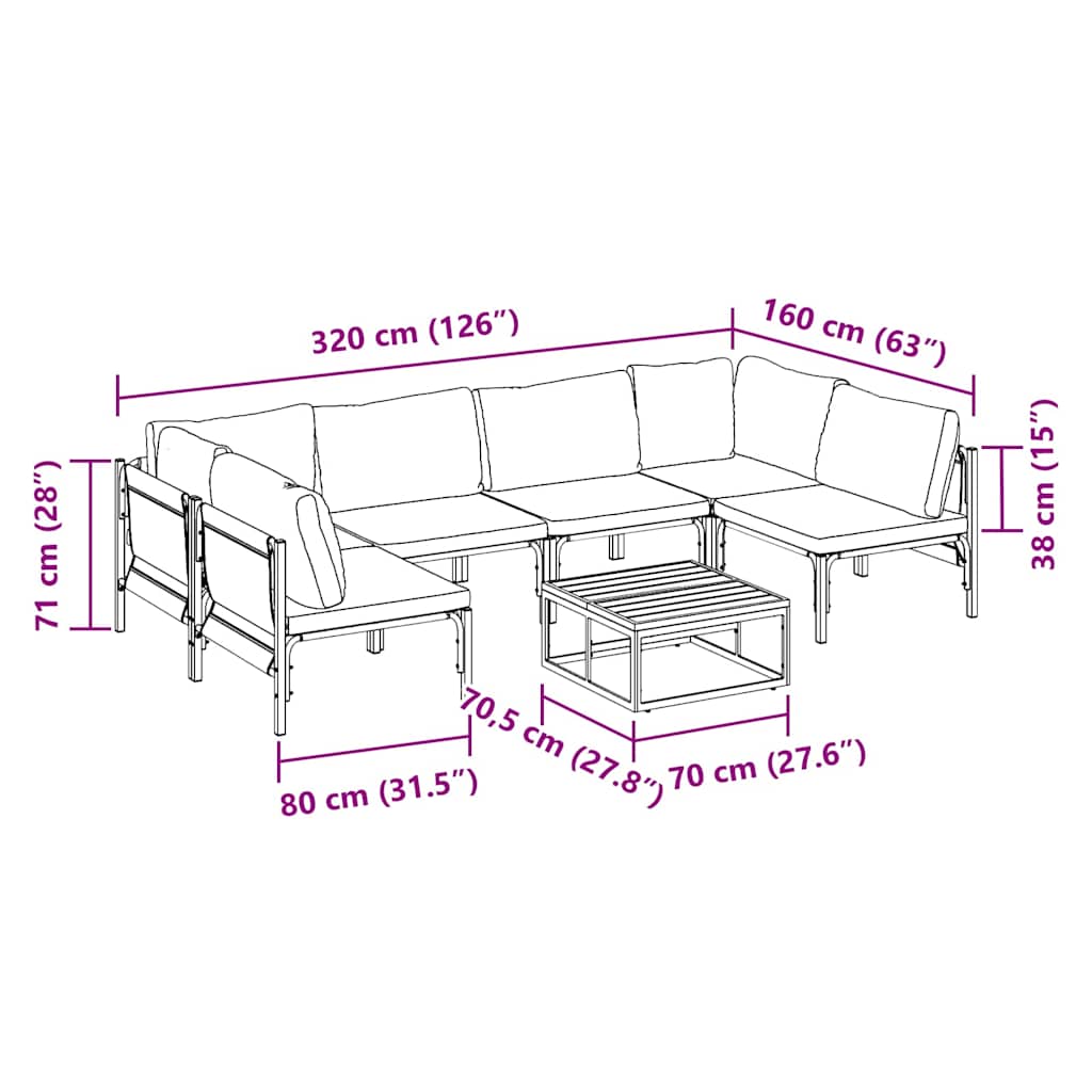 Garden Sofa Set 7 pcs Anthracite Steel