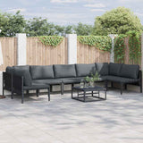 Garden Sofa Set with Cushion 7 pcs Black Steel