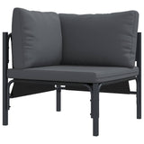 Garden Sofa Set with Cushion 7 pcs Black Steel