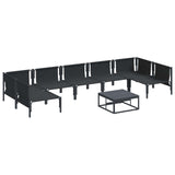 Garden Sofa Set with Cushion 8 pcs Black Steel