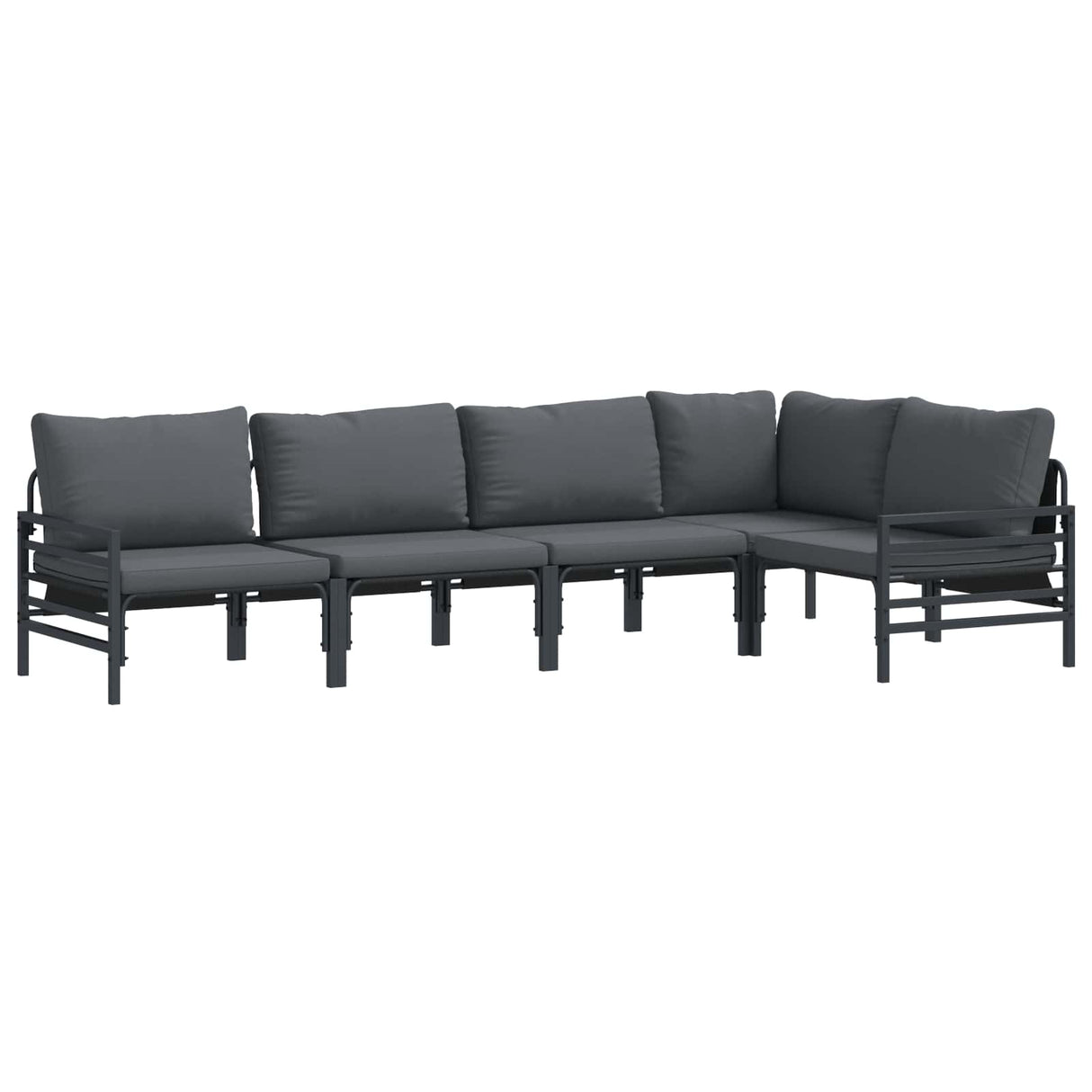 Garden Sofa Set with Cushion 5 pcs Black Steel