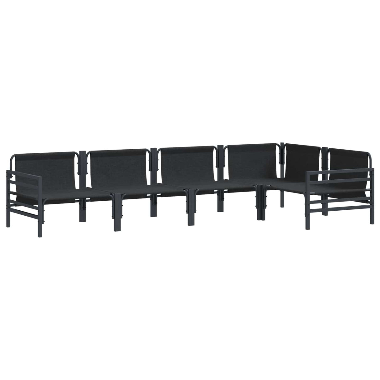Garden Sofa Set with Cushion 5 pcs Black Steel