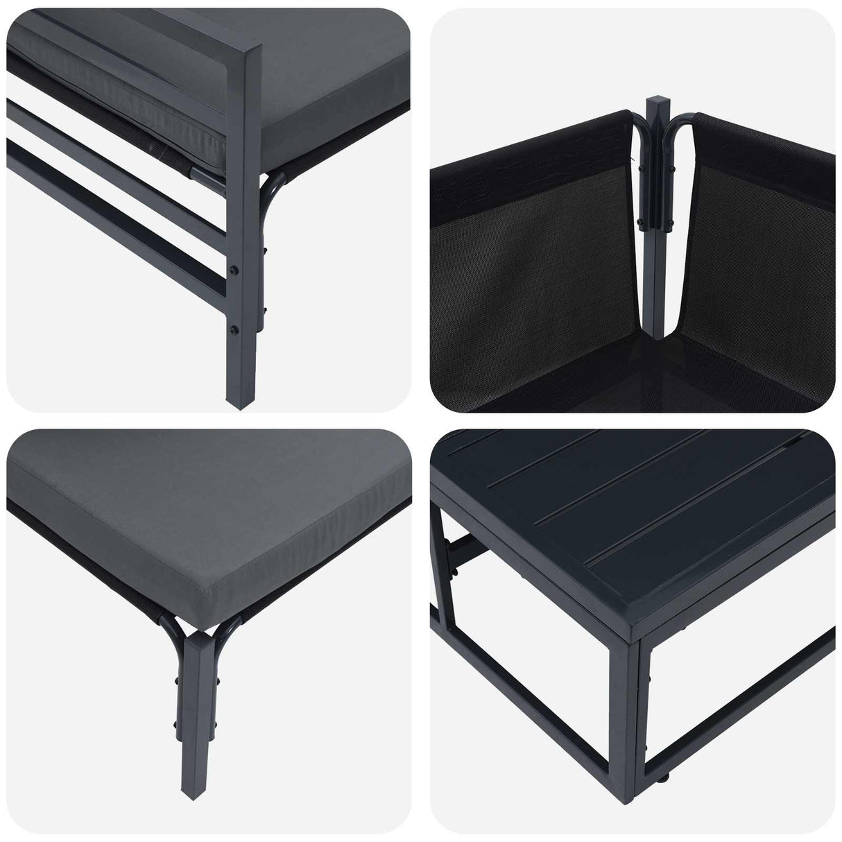 Garden Sofa Set with Cushion 6 pcs Black Steel