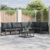 Garden Sofa Set with Cushion 6 pcs Black Steel