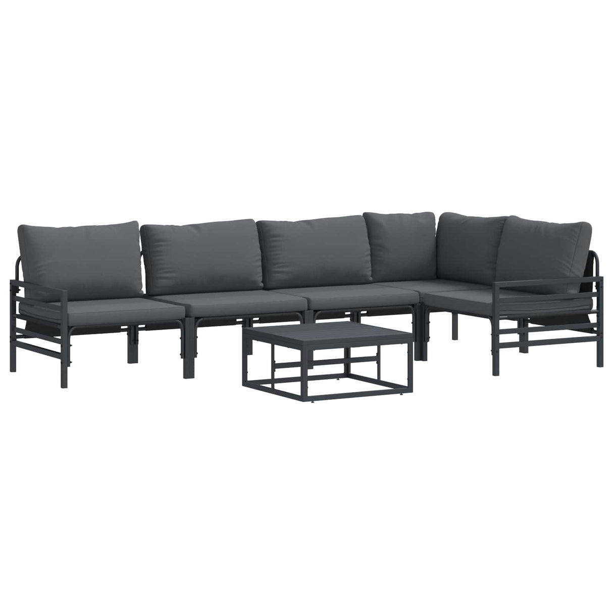 Garden Sofa Set with Cushion 6 pcs Black Steel