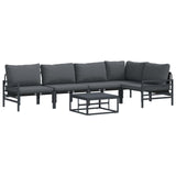 Garden Sofa Set with Cushion 6 pcs Black Steel