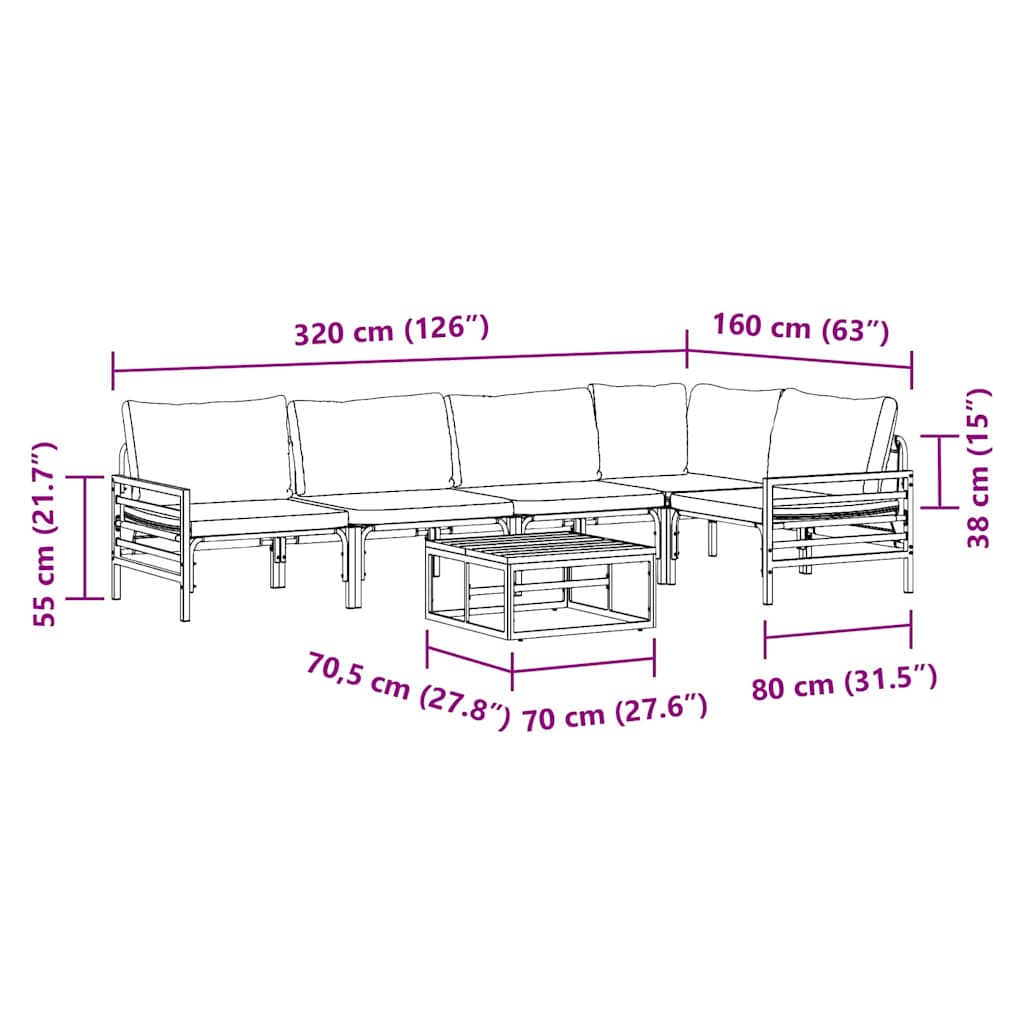 Garden Sofa Set 6 pcs Anthracite Steel
