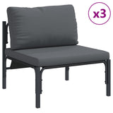 Garden Sofa Set with Cushion 6 pcs Black Steel