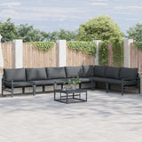 Garden Sofa Set with Cushion 7 pcs Black Steel
