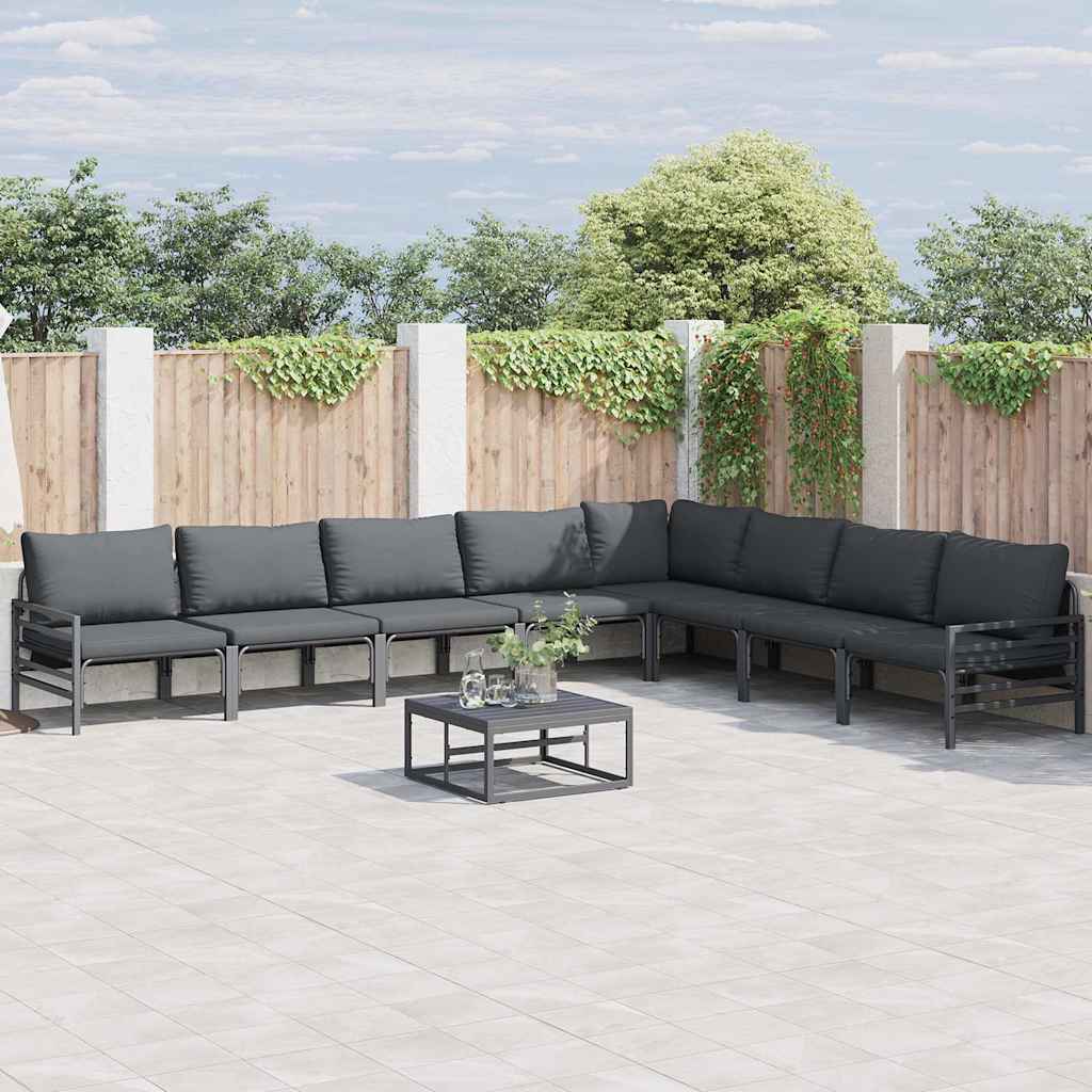 Garden Sofa Set 9 pcs Anthracite Steel