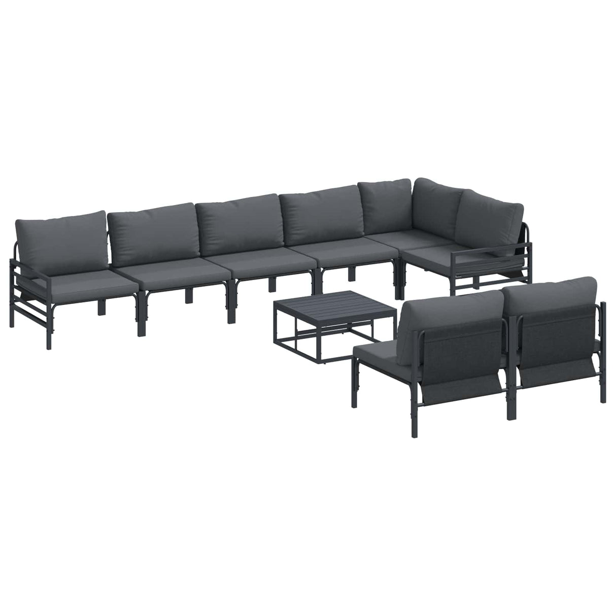 Garden Sofa Set with Cushion Anthracite Steel