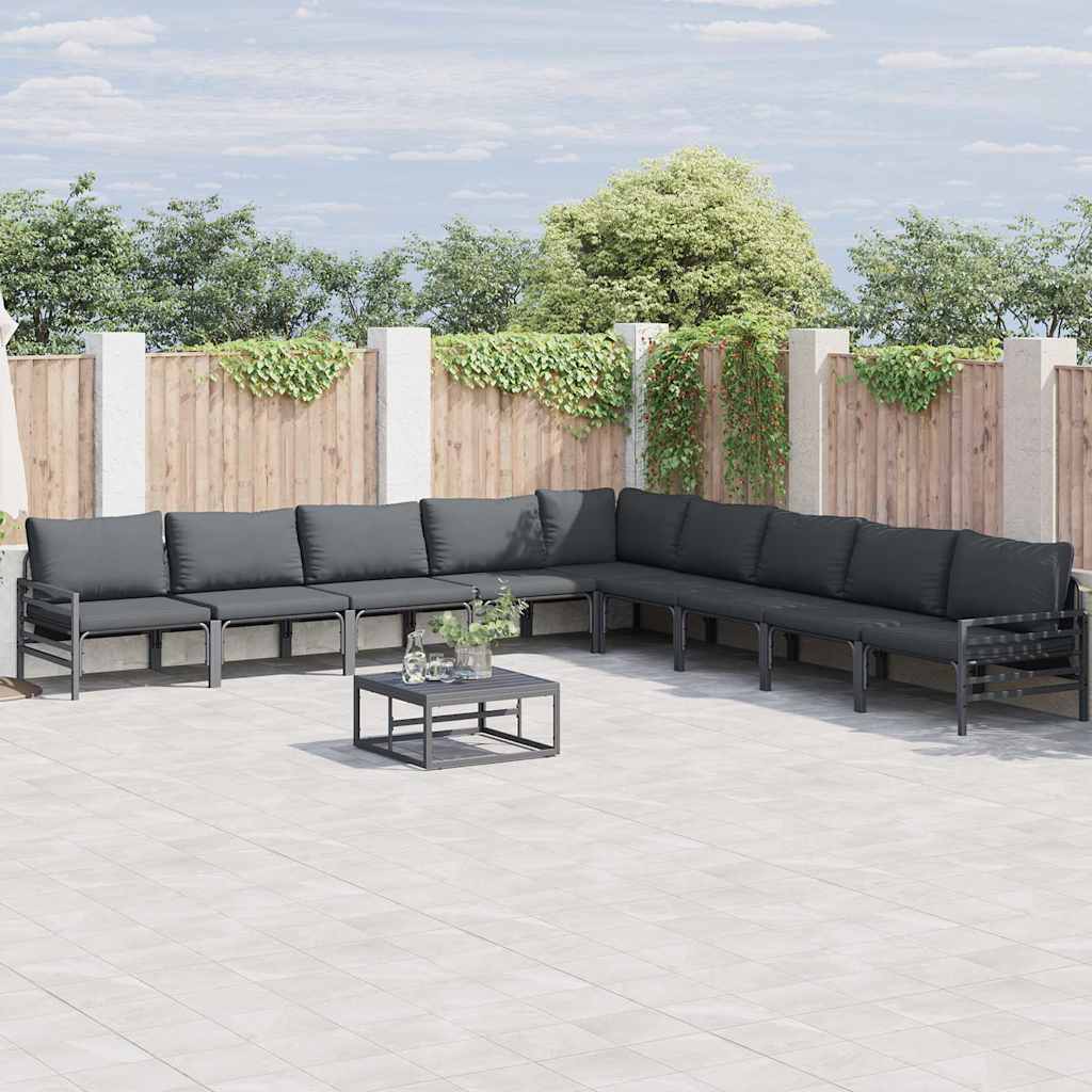 Garden Sofa Set 9 pcs Anthracite Steel