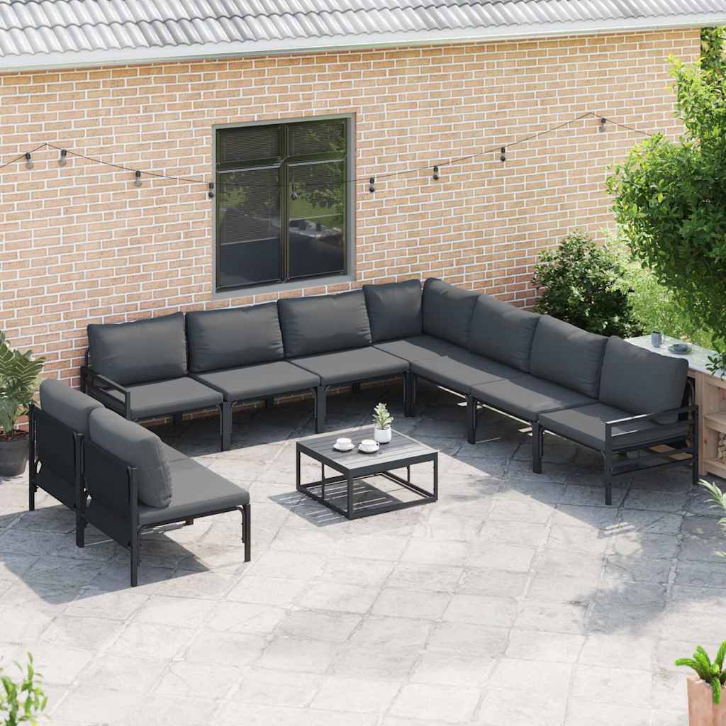 Garden Sofa Set 9 pcs Anthracite Steel