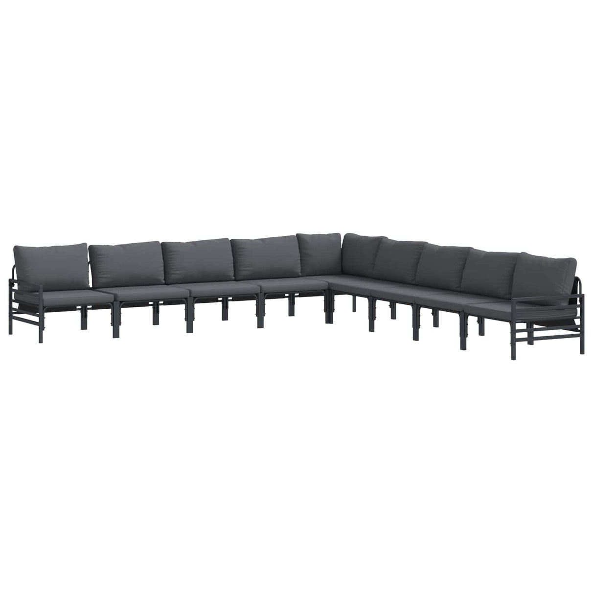 Garden Sofa Set with Cushion 9 pcs Black Steel