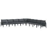 Garden Sofa Set with Cushion 9 pcs Black Steel