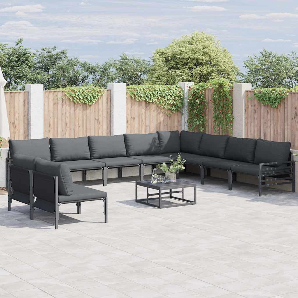 Garden Sofa Set 11 pcs Anthracite Steel