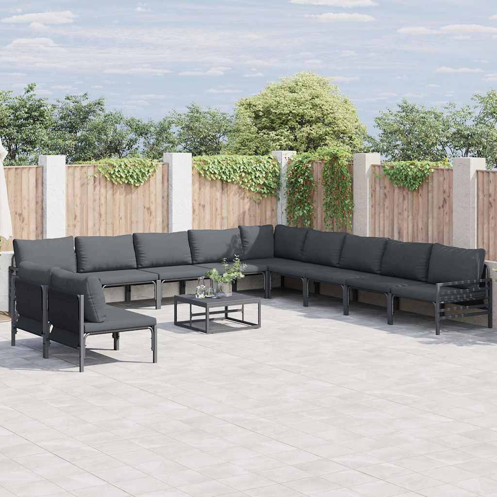 Garden Sofa Set 11 pcs Anthracite Steel