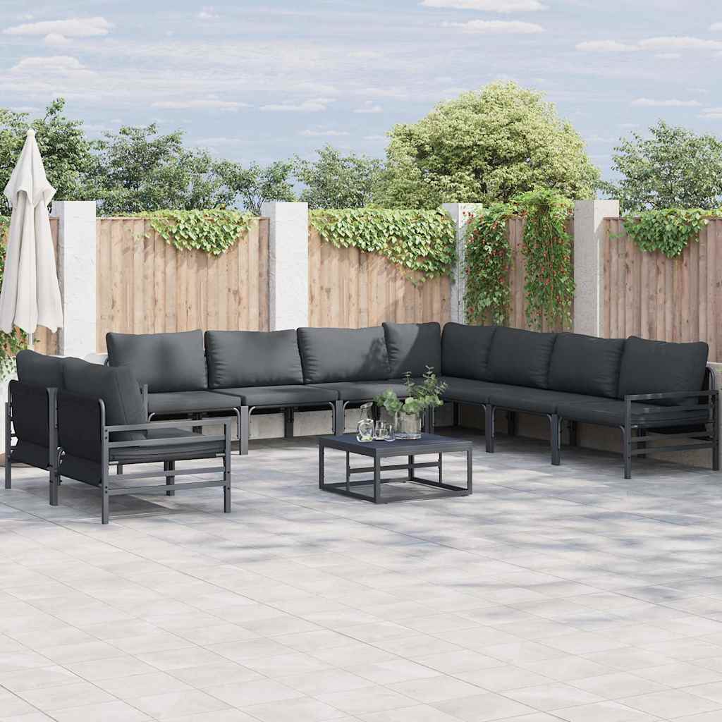 Garden Sofa Set 9 pcs Anthracite Steel