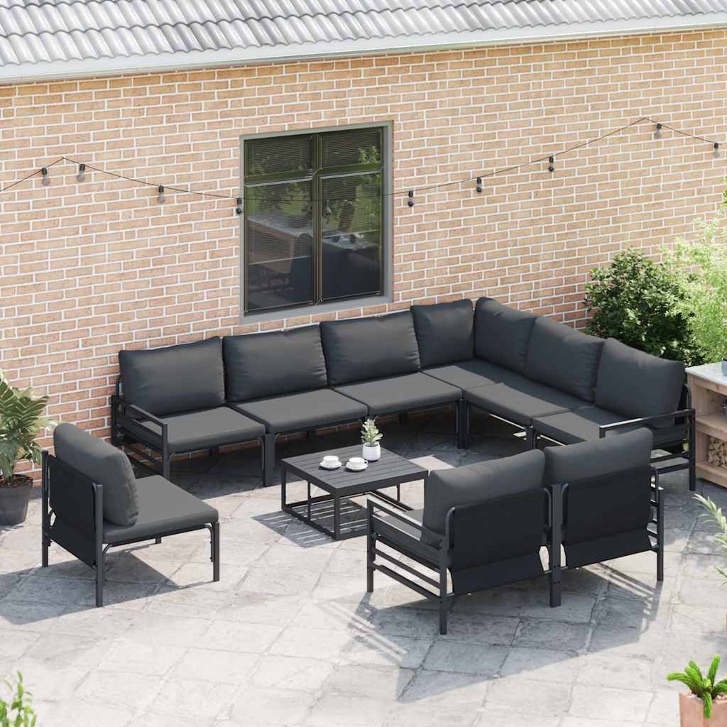 Garden Sofa Set 9 pcs Anthracite Steel
