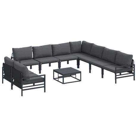 Garden Sofa Set 10 pcs Anthracite Steel