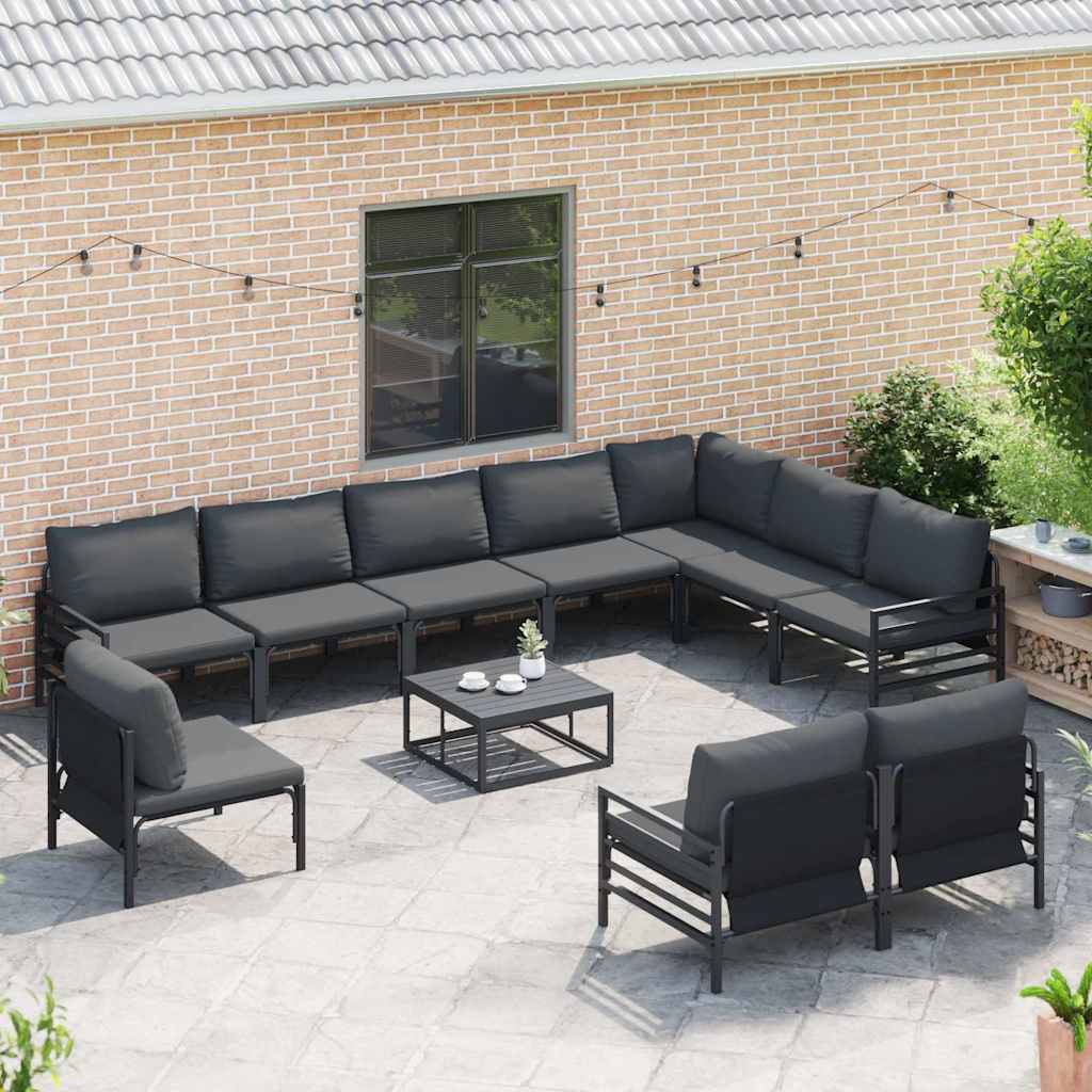 Garden Sofa Set 11 pcs Anthracite Steel