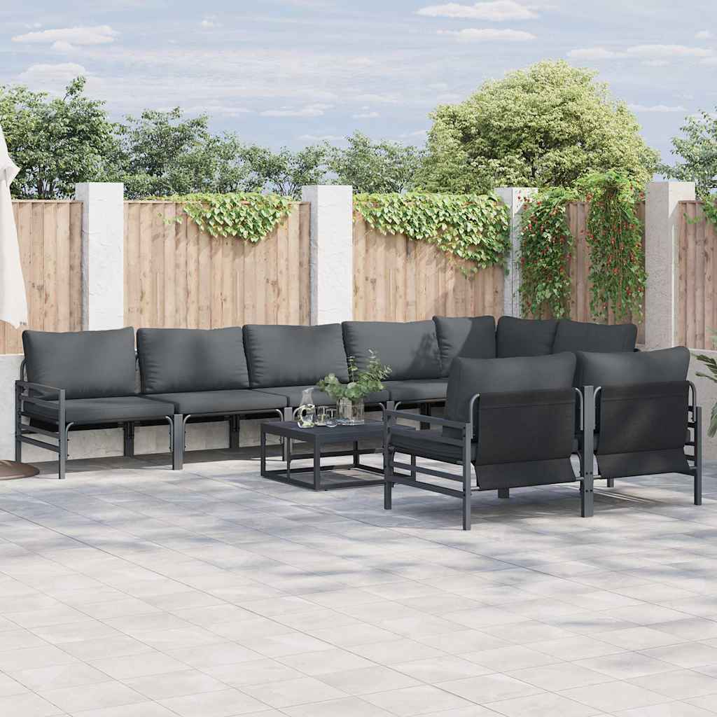 Garden Sofa Set 9 pcs Anthracite Steel