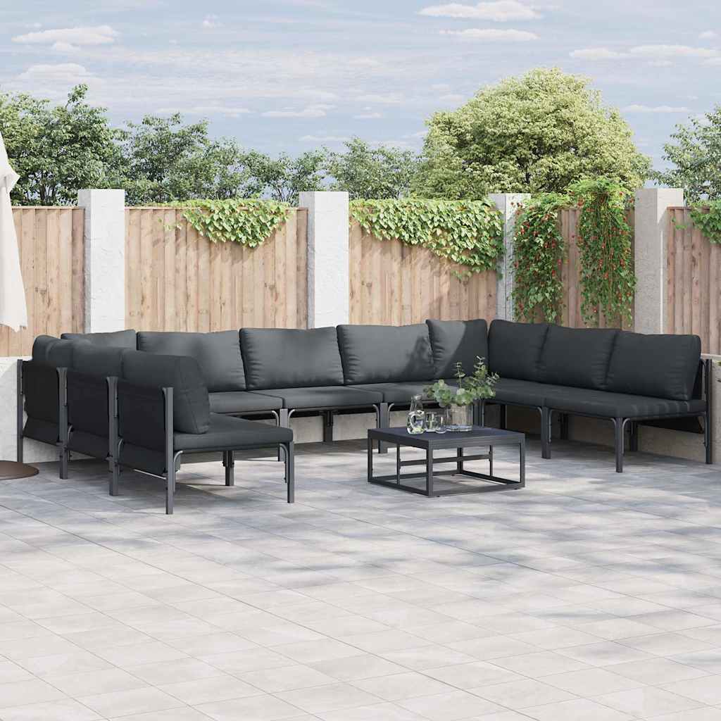 Garden Sofa Set 9 pcs Anthracite Steel