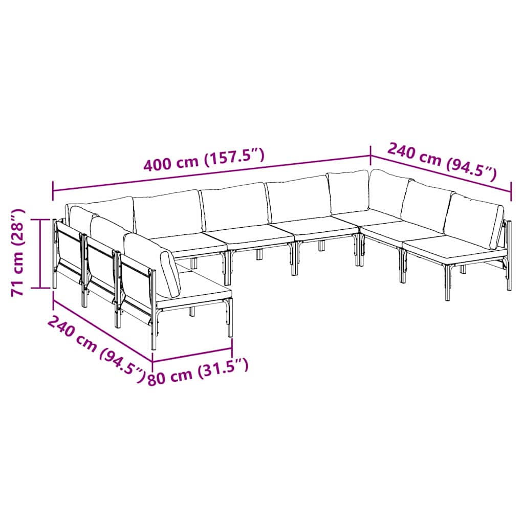 Garden Sofa Set 9 pcs Anthracite Steel