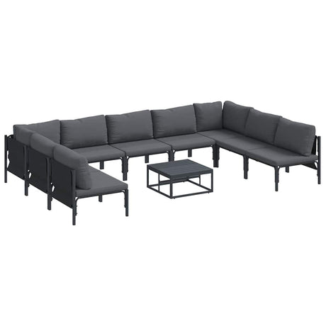 Garden Sofa Set 10 pcs Anthracite Steel