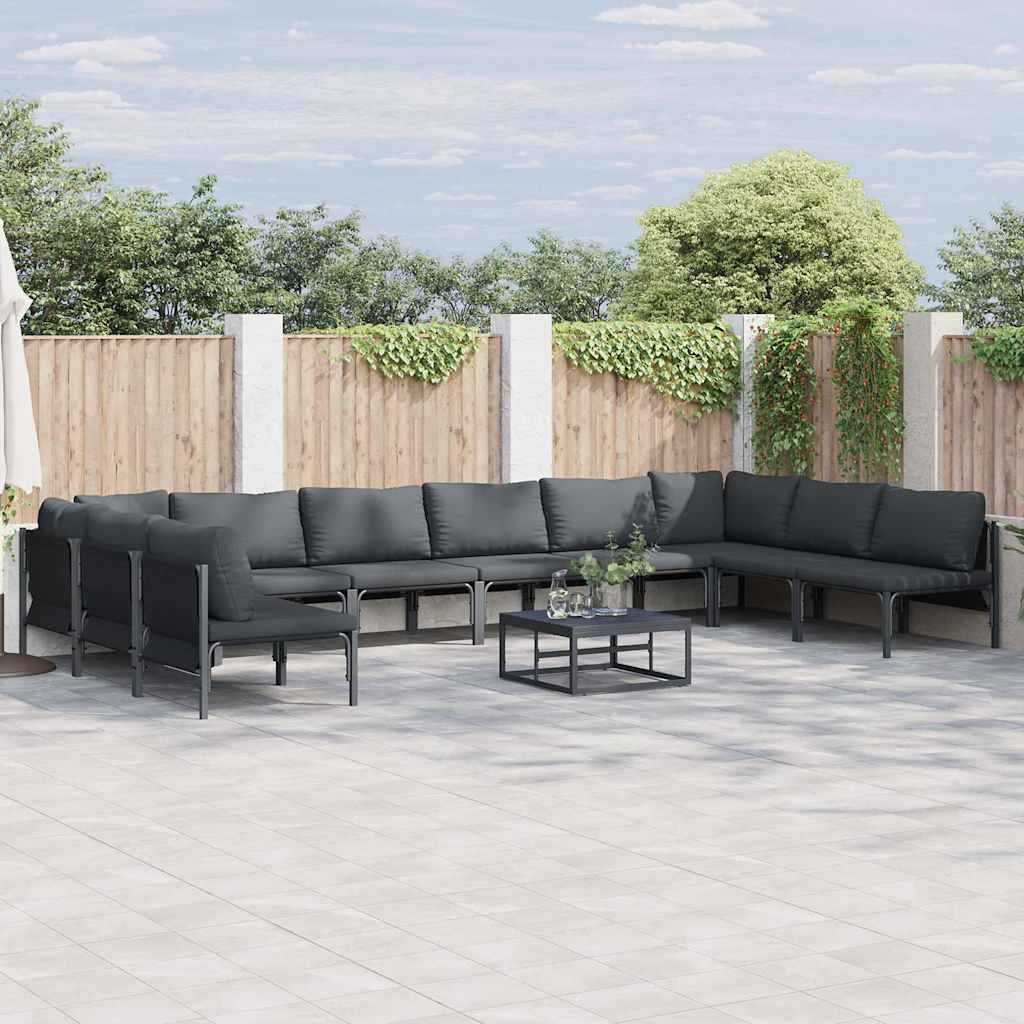 Garden Sofa Set 10 pcs Anthracite Steel