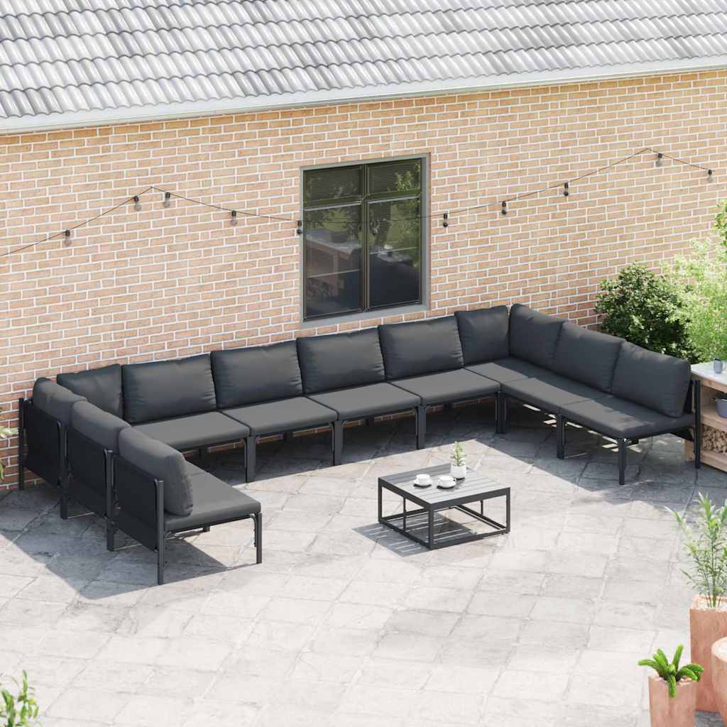 Garden Sofa Set 11 pcs Anthracite Steel