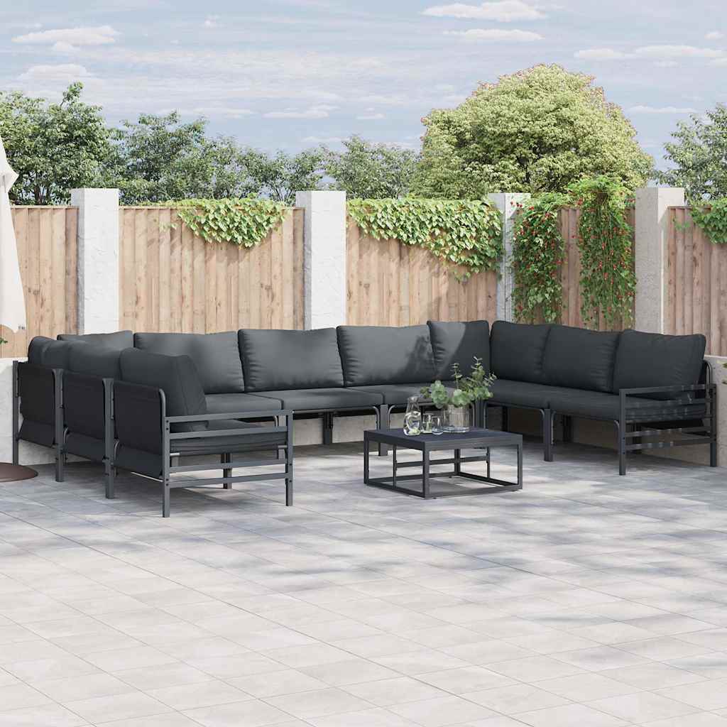 Garden Sofa Set 9 pcs Anthracite Steel