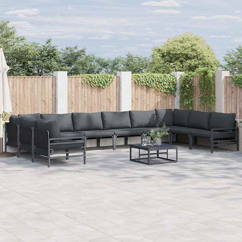 Garden Sofa Set 10 pcs Anthracite Steel